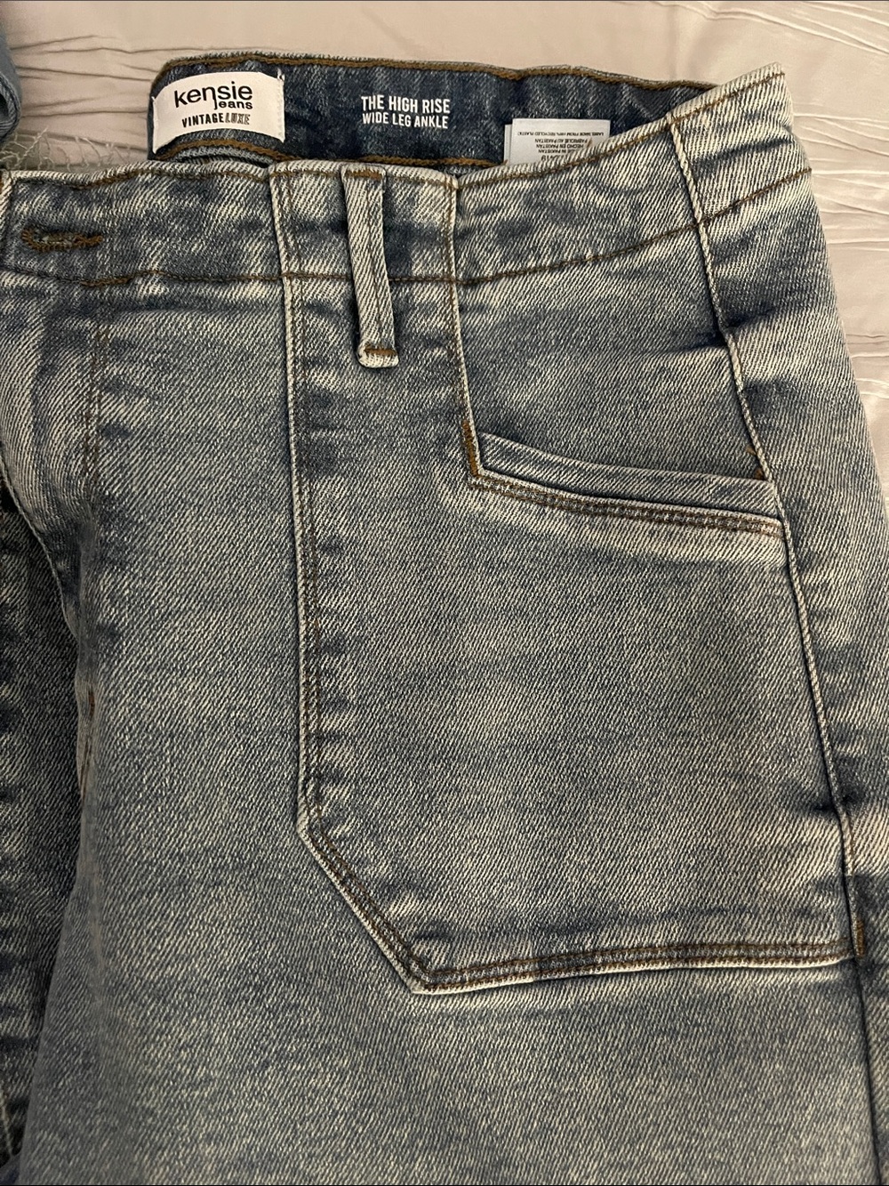 Kensie Vintage Luxe High Rise Wide Leg Ankle Jeans - Light Blue